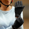 Breathable leather mesh horse riding gloves with crystal bit design