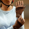 Breathable leather mesh horse riding gloves with crystal bit design