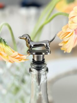 Antique Daschund Dark Charcoal Wine Bottle Stopper
