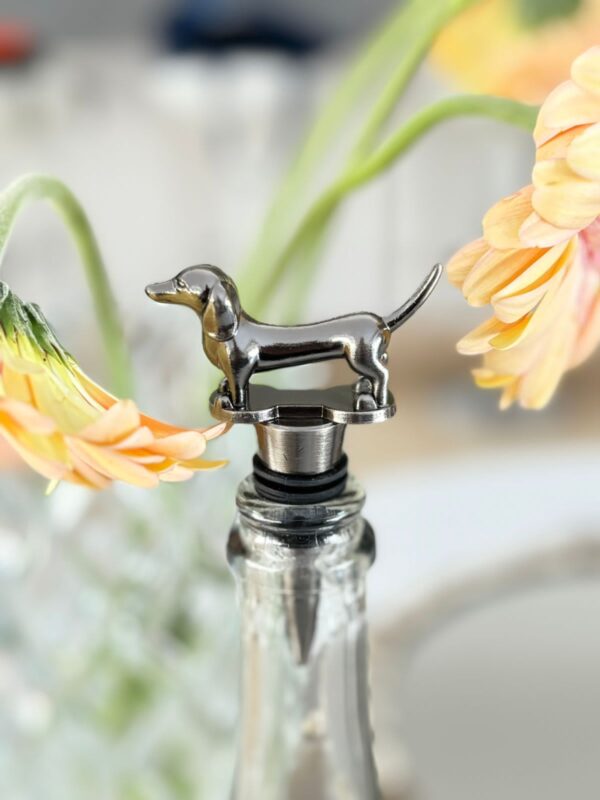 Antique Daschund Dark Charcoal Wine Bottle Stopper
