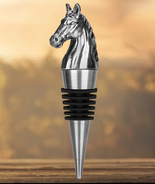 Antique Horse Head Dark Charcoal Wine Bottle Stopper