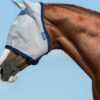 amigo comfort fly protection mask silver navy with breathable mesh and soft fleece edging