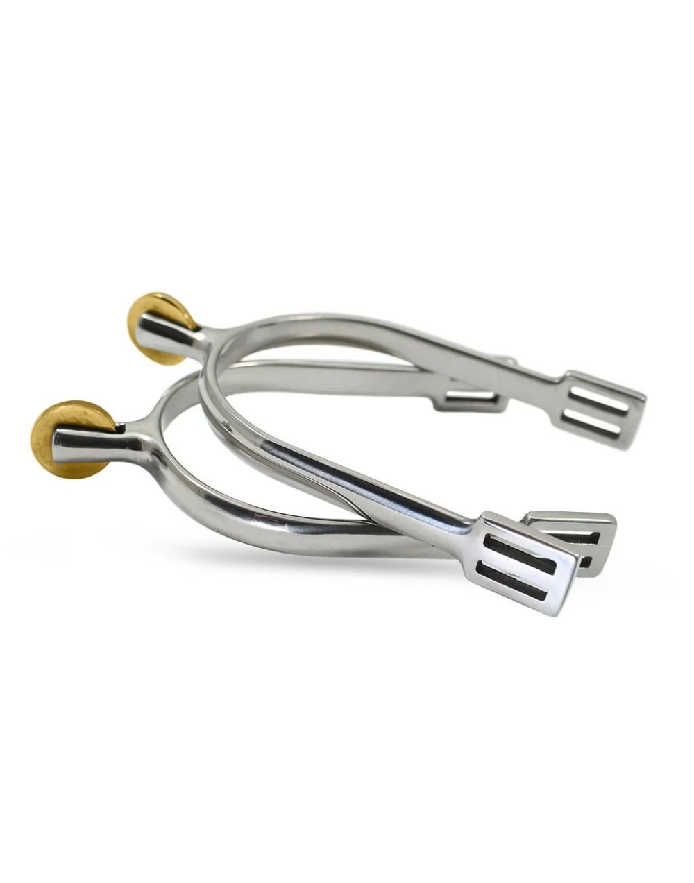 Stainless steel bubble riding spurs with rounded ends for refined rider aids