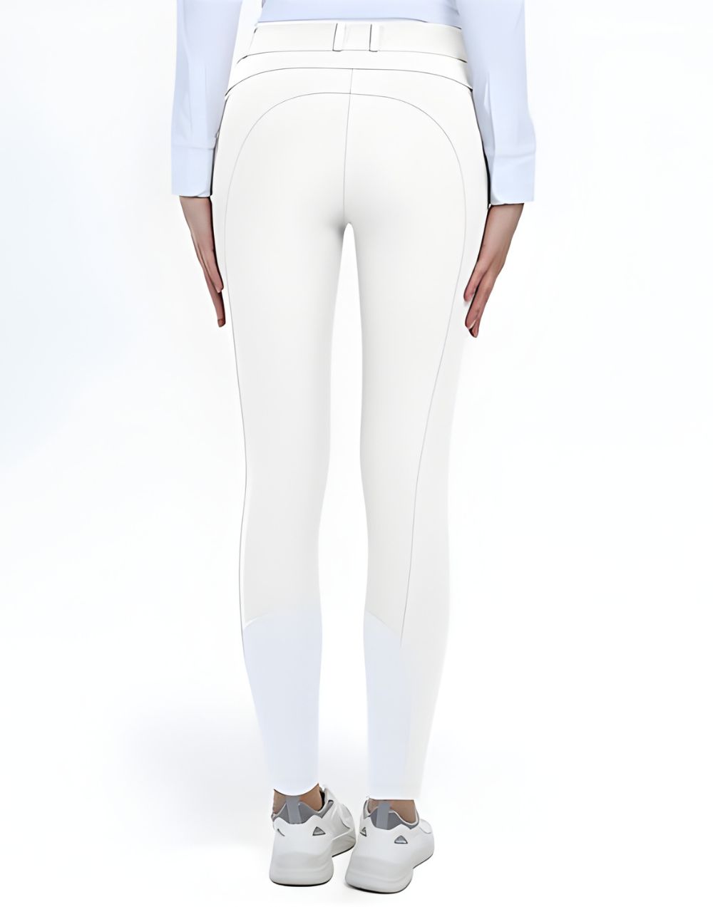 DEE White Performance Jods women’s riding jodhpurs with silicone knee grip and stretch fabric