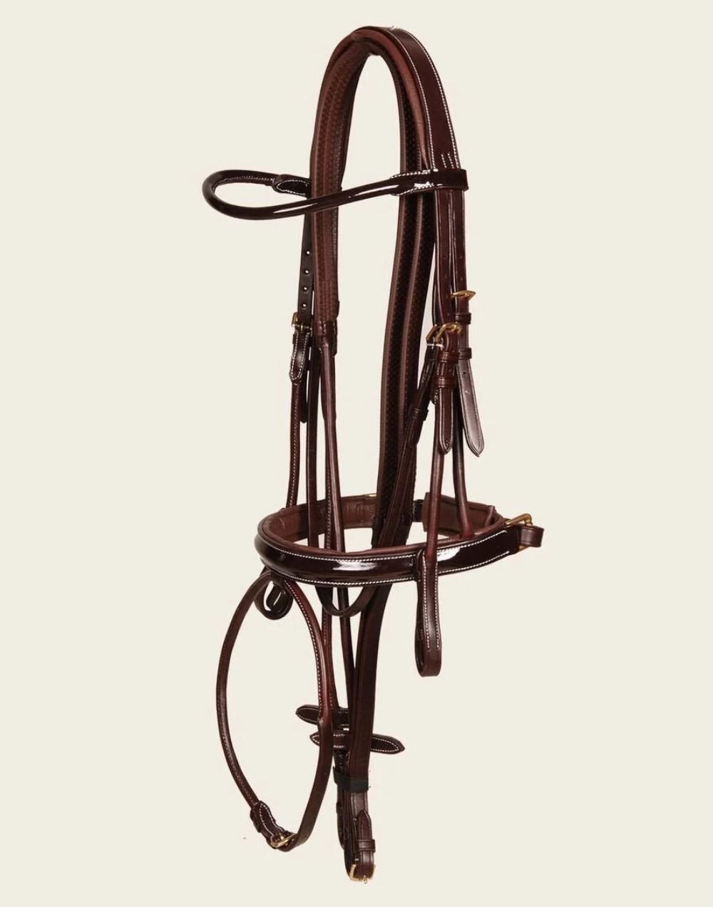 Espoir Bijou Bridle Brown premium leather bridle with rolled and patent details
