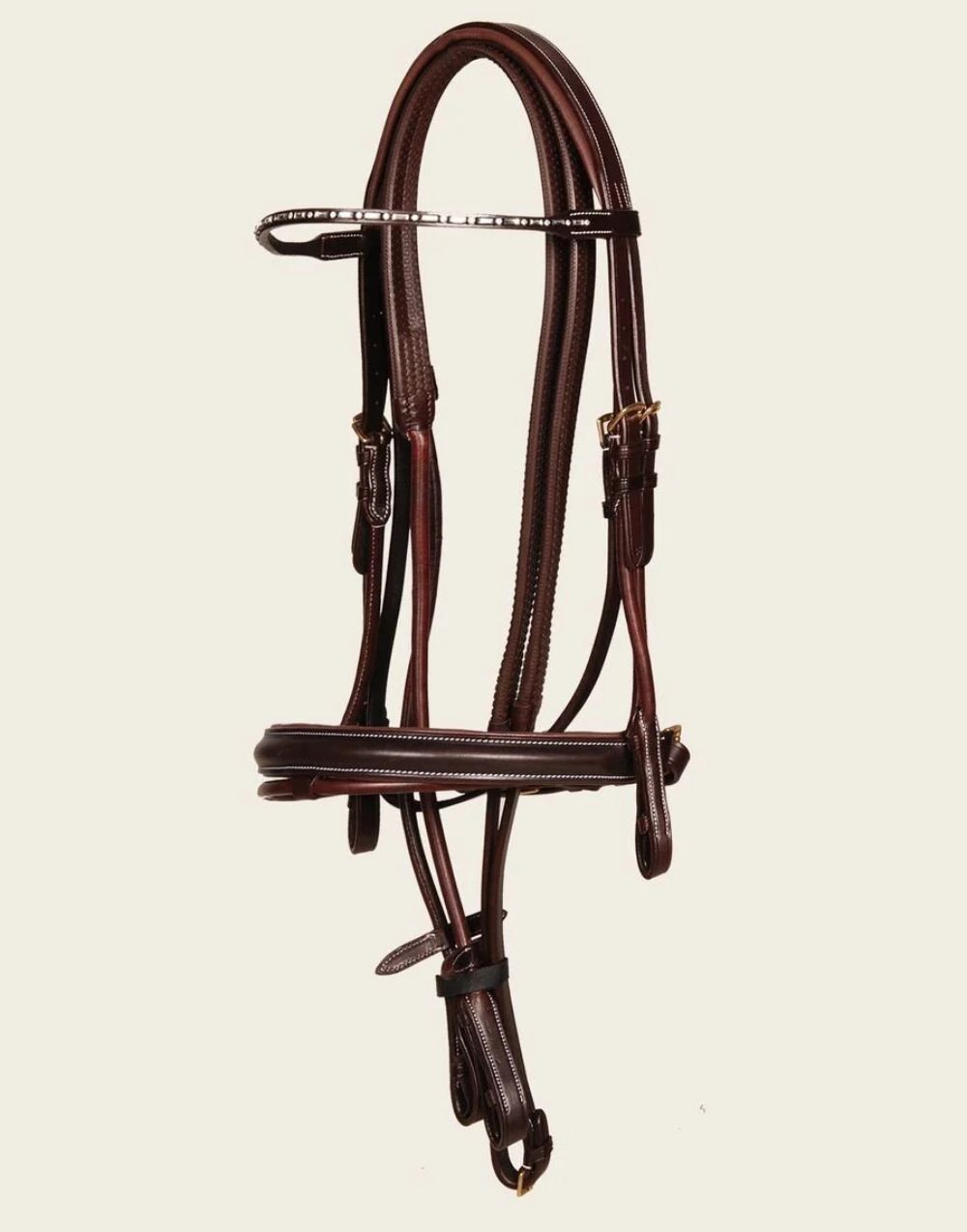 Espoir Chevalier Bridle Brown padded leather bridle with diamante browband