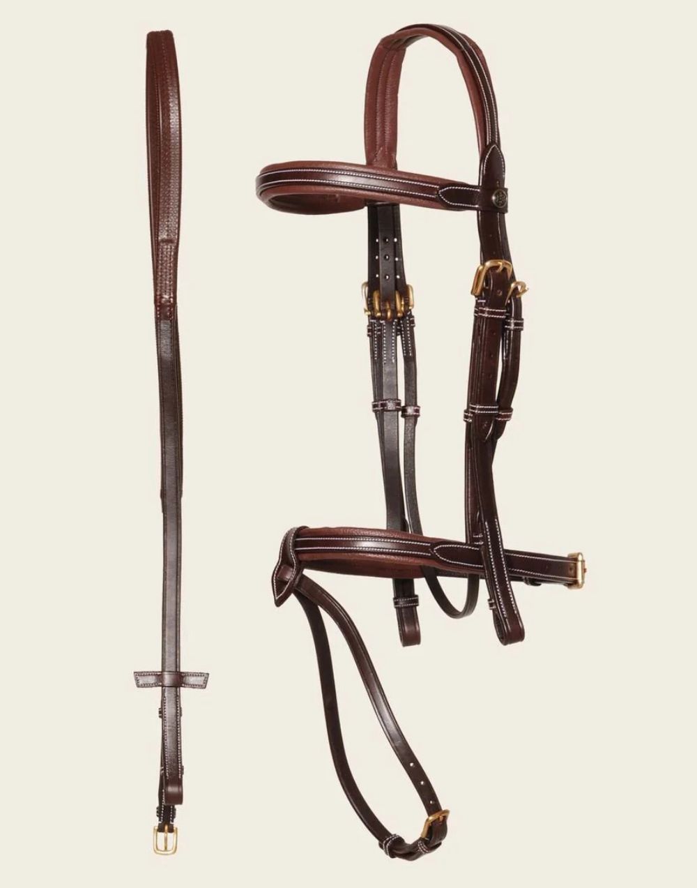 Espoir La Reine Bridle Brown padded leather snaffle bridle with flash noseband