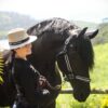 Onyx Equestrian wide brim sun hat with woven design and black band