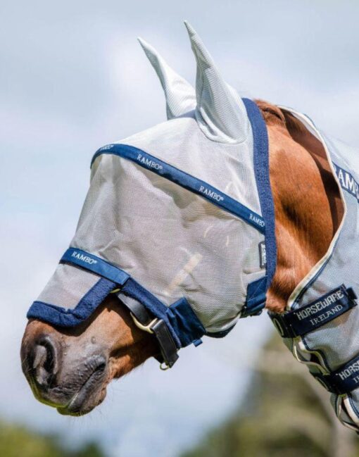 Rambo Fly Mask, Silver/Navy