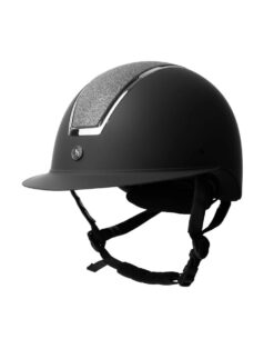Horze AURORA riding helmet with glitter shiny panels, wide visor and dial-fit system, available in multiple colours