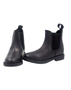 Equistride Step Up short leather riding boots with elastic sides and pull on tabs for equestrian use