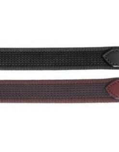 Full black suregrip horse reins with rubber grip surface and stainless steel fittings, equestrian tack available in South Africa