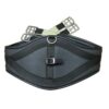 Black kickpad combination girth with integrated belly pad, padded centre panel and stainless steel roller buckles, suitable for jumping and general purpose riding