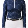 DEE Dynasty Collection Sun Shirt in Navy, lightweight Starlite fabric with breathable mesh panels, flattering fit for equestrian riders