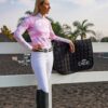 DEE Monarch Collection Sun Shirt in Blush, lightweight Starlite fabric with breathable mesh panels and flattering fit for equestrian riders