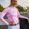 DEE Monarch Collection Sun Shirt in Blush, lightweight Starlite fabric with breathable mesh panels and flattering fit for equestrian riders