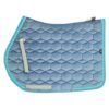 Mattes Full Numnah in polyester velvet with crystal trim, SPINEFREE design and SADDLE-FIX system, premium show saddle pad by E.A. Mattes Germany