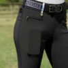 La Regalia Gato Breeches in black with high waist, half-sticky knee grip, ribbed back panel and seamless seat