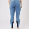 Kaia women’s high waist denim riding breeches with silicone full seat and embroidered pockets