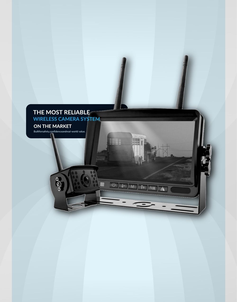 AutoVision Wireless HD Camera System with wide-angle night vision camera and monitor, plug-and-play setup for horse boxes, trailers and caravans