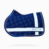 Criss Cross Numnah in Navy with distinctive criss cross design, high wither cut and plush padding, machine washable equestrian saddle pad