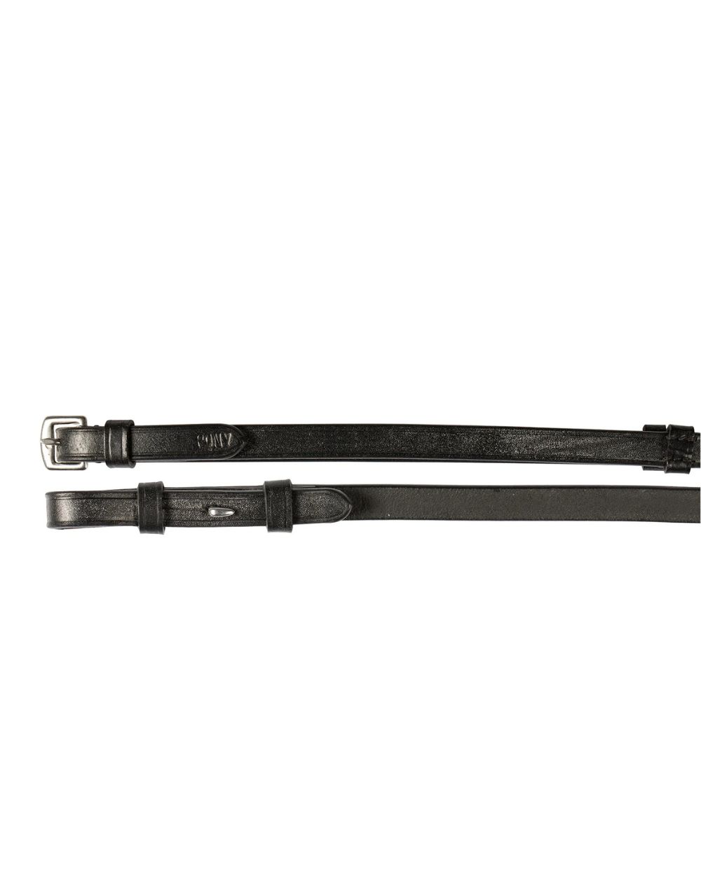 Horze Laelia Leather Continental Reins with evenly spaced leather stoppers and hook and stud closure