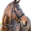 Horze Laelia Leather Continental Reins with evenly spaced leather stoppers and hook and stud closure