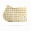 Premium velvet numnah with high wither design, luxurious velvet finish suitable for training and competition, machine washable equestrian saddle pad