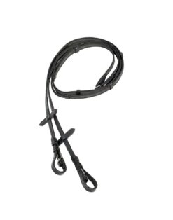 Horze Slender Web Reins slim 5/8 width with leather stoppers and stainless steel hardware