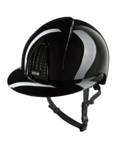 KEP Smart Nova Polish Black Polo Peak Riding Helmet polished ABS shell with extended polo visor