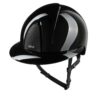KEP Smart Nova Polish Black Star Riding Helmet polished ABS shell with Star glitter panel and extended polo visor