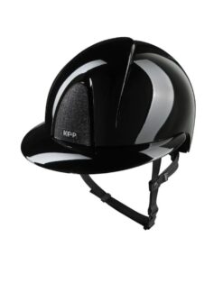 KEP Smart Nova Polish Black Star Riding Helmet polished ABS shell with Star glitter panel and extended polo visor