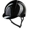 KEP Smart Nova Polish Black Silver Star Riding Helmet polished ABS shell with silver glitter panel and swappable visor