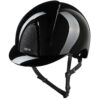 KEP Smart Nova Polish Black Star Riding Helmet polished ABS shell with Star glitter panel and extended polo visor
