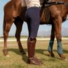 La Regalia Azul Breeches navy with crystal thigh panel and gold LR monogram embroidery
