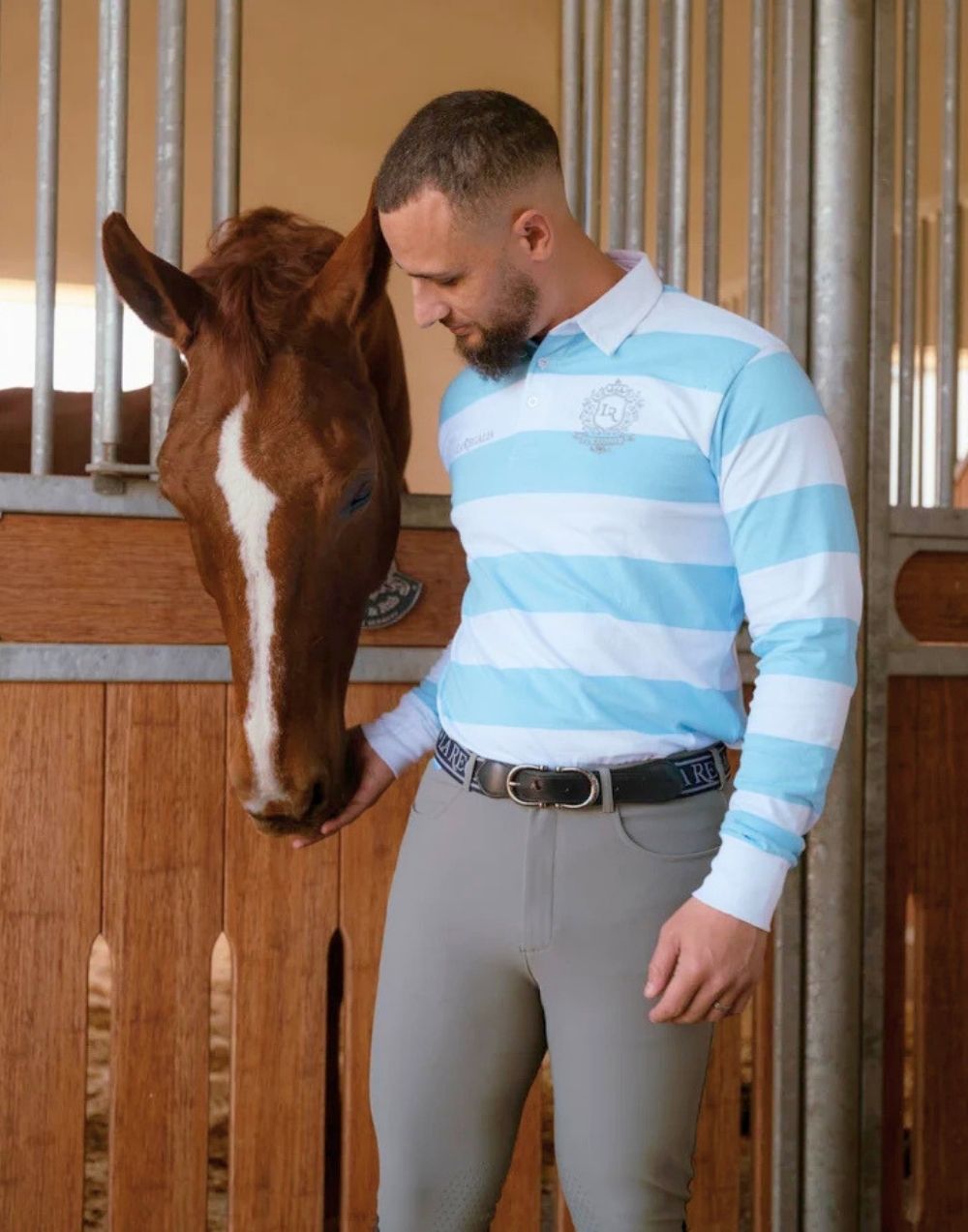 La Regalia Crillo Men's Breeches olive green tailored fit with decorative button pocket flap