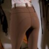 La Regalia Dorado Breeches latte colourway with full seat silicone grip and gold Argentinian sun embroidery