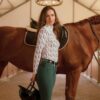 La Regalia Gato Breeches emerald green with half-sticky knee grip and seamless seat