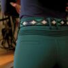 La Regalia Gato Breeches emerald green with half-sticky knee grip and seamless seat
